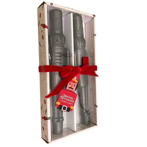 Christmas Nutcracker Taper Candles 10in Black Unscented Set of 2 New - Picture 2 of 12